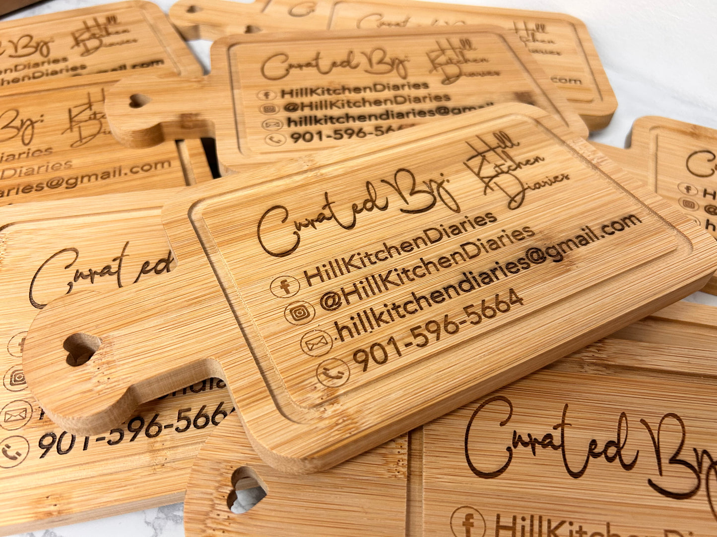 Custom Laser Engraved Mini Cutting Boards w/ Business Information