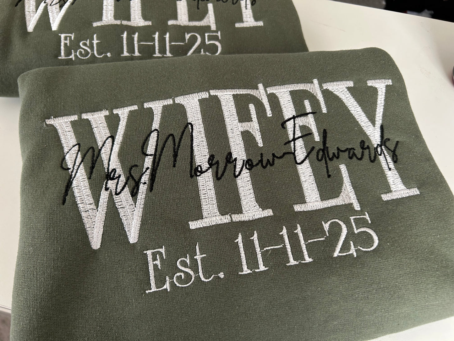 Custom Embroidery Wifey/Hubby Sweatshirt