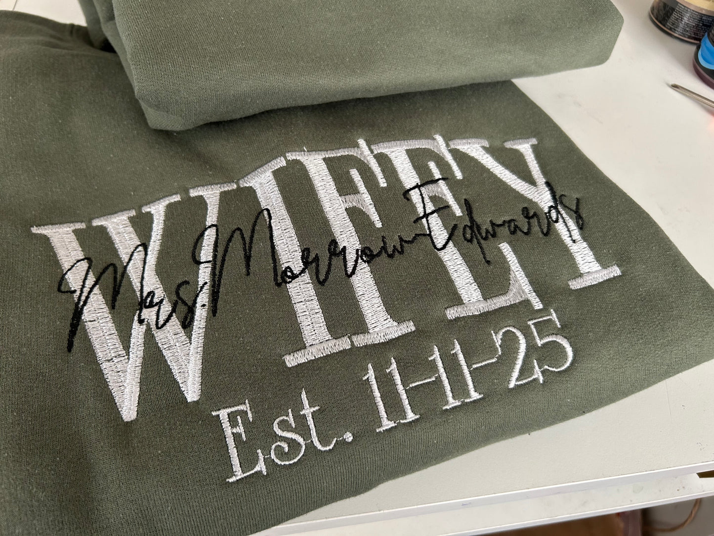 Custom Embroidery Wifey/Hubby Sweatshirt
