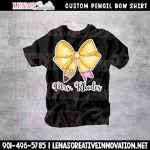 Load image into Gallery viewer, Custom Pencil Bow Teacher Shirt
