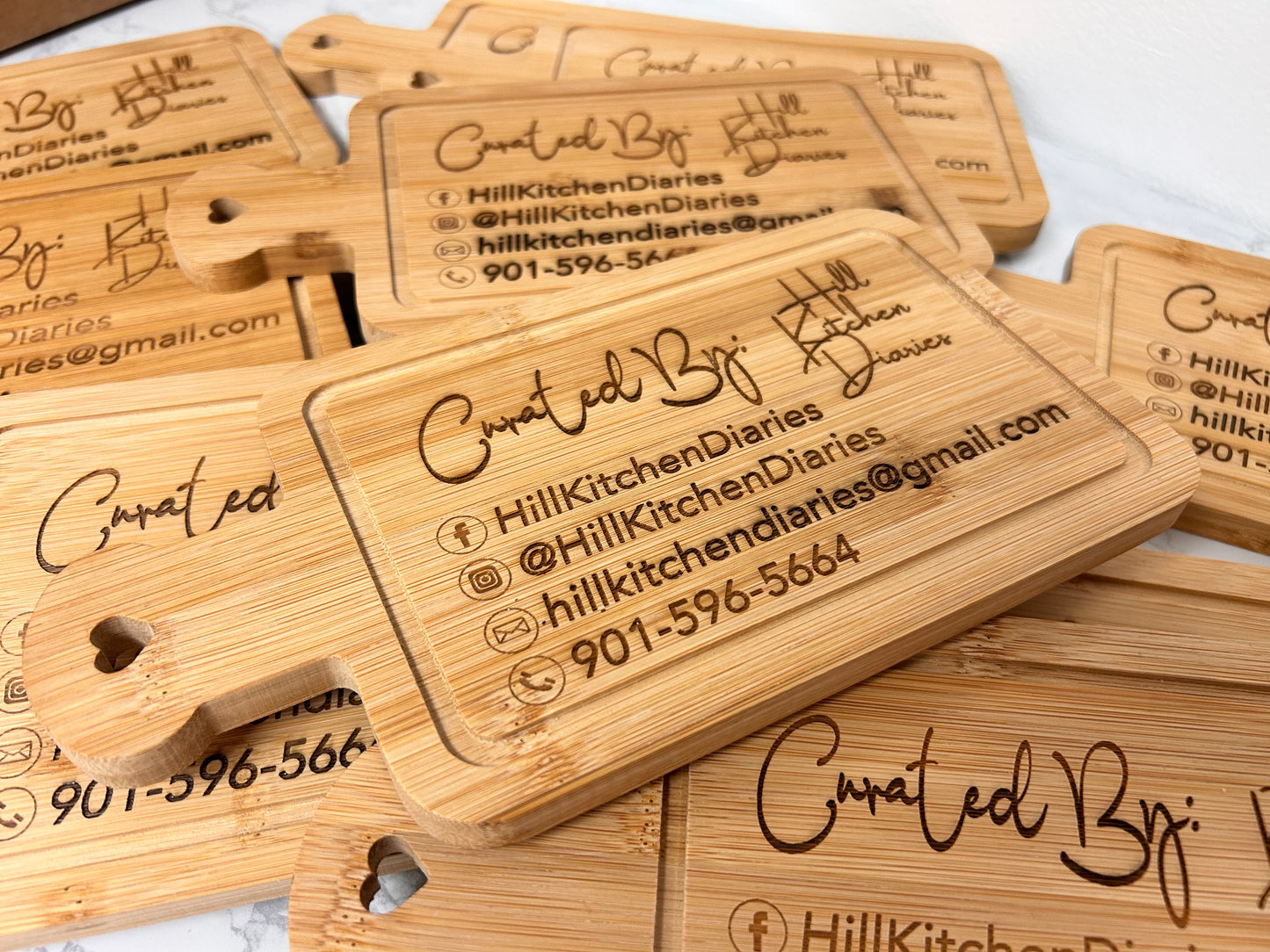 Custom Laser Engraved Mini Cutting Boards w/ Business Information