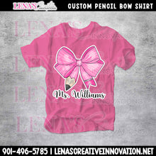 Load image into Gallery viewer, Custom Pencil Bow Teacher Shirt
