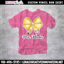 Load image into Gallery viewer, Custom Pencil Bow Teacher Shirt
