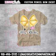 Load image into Gallery viewer, Custom Pencil Bow Teacher Shirt
