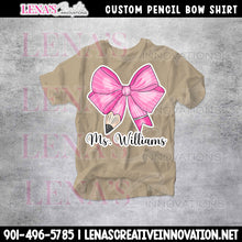 Load image into Gallery viewer, Custom Pencil Bow Teacher Shirt
