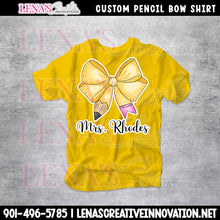 Load image into Gallery viewer, Custom Pencil Bow Teacher Shirt
