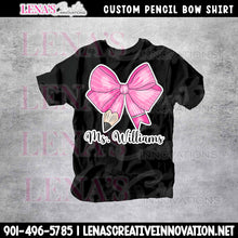 Load image into Gallery viewer, Custom Pencil Bow Teacher Shirt
